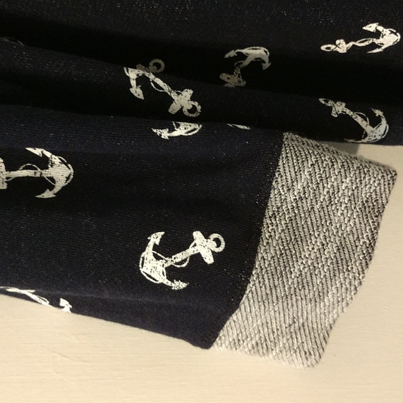 I.B. Diffusion Navy Blue Nautical Anchor 3/4 Sleeve French Terry Top Shirt Sz M - Picture 4 of 7